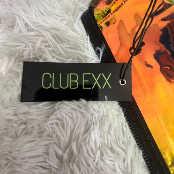 CLUB EXX Techno Gurl Hologram Vinyl Pinafore Overall Dress Metallic Blue Copper - Picture 12 of 12